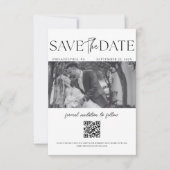 Elegantes Monogramm-Schrift Hochzeits-QR-Code Save The Date (Vorderseite)