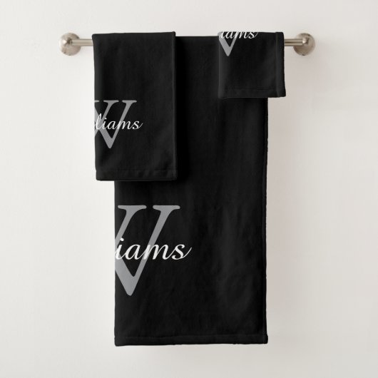 Elegantes Monogramm-Schrift-Name Badhandtuch Set (Insitu)
