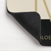 Elegantes Monogramm schwarz-beige-rosa Mousepad (Ecke)