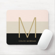 Elegantes Monogramm schwarz-beige-rosa