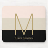 Elegantes Monogramm schwarz-beige-rosa Mousepad (Vorne)