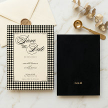 Elegantes Monogramm Schwarz Creme Karomuster