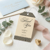 Elegantes Monogramm Schwarz Creme Schachbrettmuste Geschenkanhänger