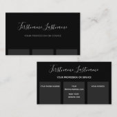 Elegantes Monogramm schwarz-dunkelgraue Streifen Visitenkarte (Vorne/Hinten)