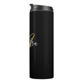 Elegantes Monogramm Schwarz Gold Chic Schrift Name Thermosbecher (Nach rechts gedreht)
