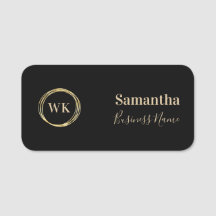 Elegantes Monogramm Schwarz Gold Mitarbeiter