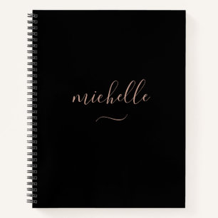 Elegantes Monogramm Schwarz Gold Schriftzug Notizblock