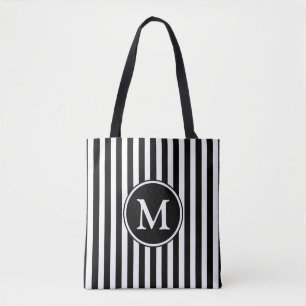 Elegantes Monogramm Schwarz-Streifen Tasche