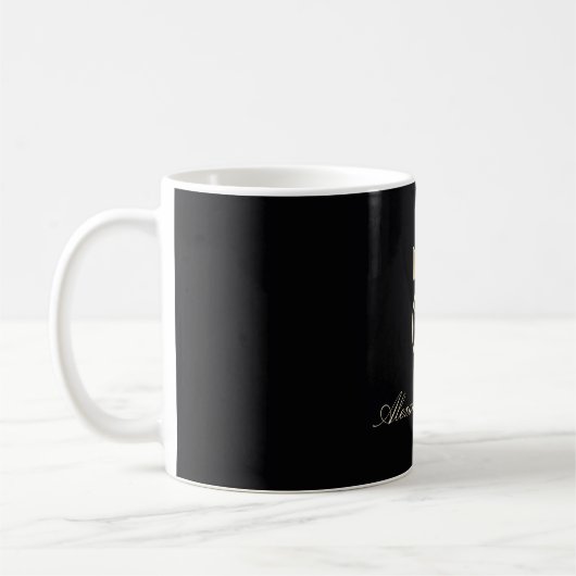 Elegantes Monogramm Schwarz und Gold Kaffeetasse (Links)