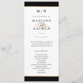 Elegantes Monogramm Schwarz und Goldene Hochzeit Programm (Vorderseite)