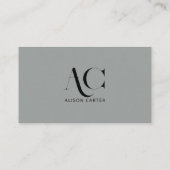 Elegantes Monogramm Schwarz und Grau | Moderner Mi Visitenkarte (Rückseite)