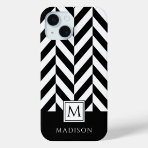 Elegantes Monogramm Schwarz und Weiß Case-Mate iPhone Hülle