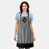 Elegantes Monogramm, schwarz und weiß gestreift Schürze (Getragen)