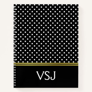 Elegantes Monogramm Schwarz und Weiße Tupfen Notizblock