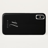 Elegantes Monogramm Schwarz/Weiß Case-Mate iPhone Hülle (Rückseite (Horizontal))