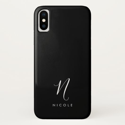 Elegantes Monogramm Schwarz/Weiß Case-Mate iPhone Hülle (Rückseite)