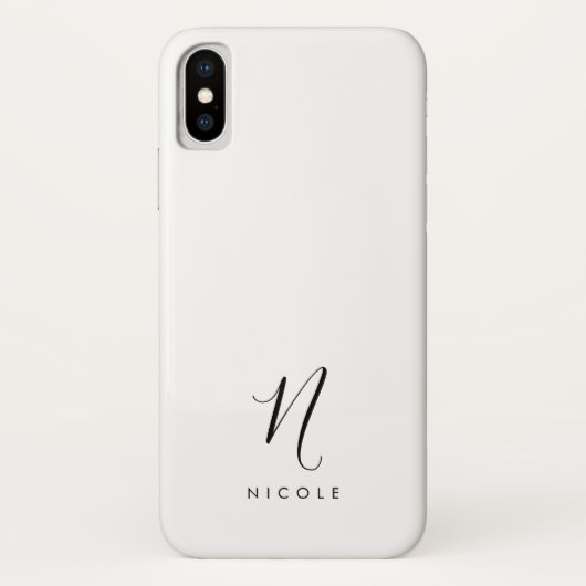Elegantes Monogramm Schwarz/Weiß Case-Mate iPhone Hülle (Rückseite)