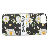 Elegantes Monogramm Schwarz-Weiß-Daisy-Muster  Case-Mate iPhone Hülle (Rückseite (Horizontal))