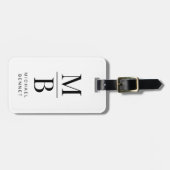 Elegantes Monogramm Schwarz/Weiß Gepäckanhänger (Vorderseite horizontal)