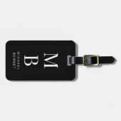 Elegantes Monogramm Schwarz/Weiß Gepäckanhänger (Vorderseite horizontal)