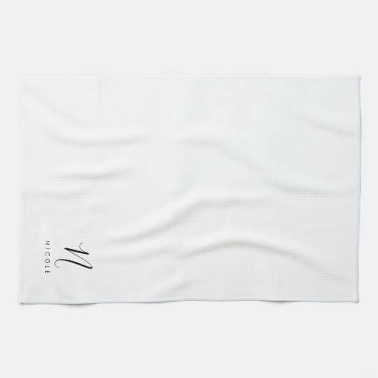 Elegantes Monogramm Schwarz/Weiß Geschirrtuch (Horizontal)