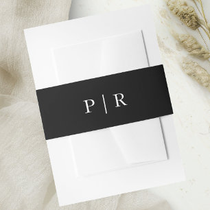 Elegantes Monogramm Schwarz-Weiß-Hochzeit Einladungsbanderole