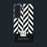 Elegantes Monogramm Schwarz-Weiß-iPhone 15 Fall Samsung Galaxy Hülle<br><div class="desc">Elegantes Monogramm Schwarz-Weiß iPhone 15 Fall.</div>