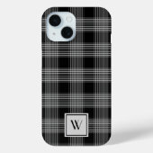 Elegantes Monogramm Schwarz-Weiß-Kariertes Muster Case-Mate iPhone Hülle (Rückseite)