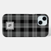 Elegantes Monogramm Schwarz-Weiß-Kariertes Muster Case-Mate iPhone Hülle (Rückseite (Horizontal))