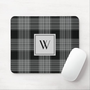 Elegantes Monogramm Schwarz-Weiß-Karomuster Mousepad