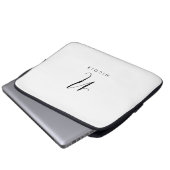 Elegantes Monogramm Schwarz/Weiß Laptopschutzhülle (Vorne Knopf)