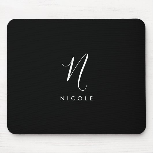 Elegantes Monogramm Schwarz-Weiß-Maus-Pad Mousepad (Vorne)