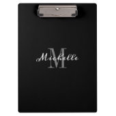 Elegantes Monogramm Schwarz-weiß Personalisiert Klemmbrett (Vorderseite)