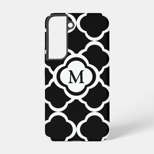 Elegantes Monogramm Schwarz/Weiß Samsung Galaxy Hülle (Rückseite)
