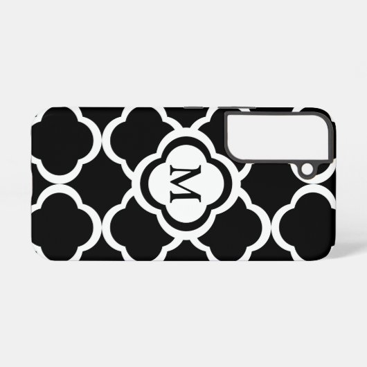 Elegantes Monogramm Schwarz/Weiß Samsung Galaxy Hülle (Rückseite (Horizontal))