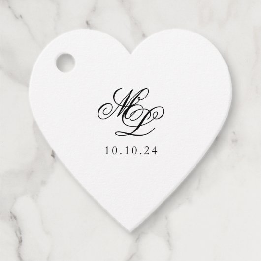 Elegantes Monogramm Schwarz-Weiß-Script Geschenkanhänger (Vorderseite)