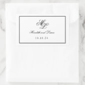Elegantes Monogramm Schwarz-Weiß-Script Rechteckiger Aufkleber (Tasche)