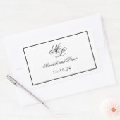 Elegantes Monogramm Schwarz-Weiß-Script Rechteckiger Aufkleber (Umschlag)