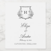 Elegantes Monogramm Schwarz/Weiß Weinetikett (Einzelnes Label)