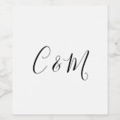 Elegantes Monogramm Schwarz/Weiß Weinetikett (Einzelnes Label)