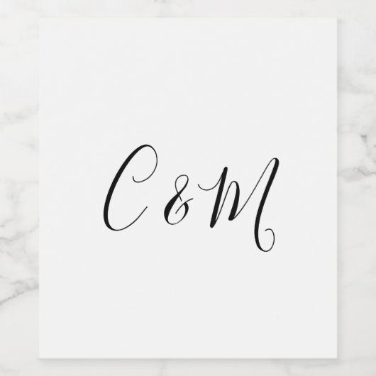 Elegantes Monogramm Schwarz/Weiß Weinetikett (Einzelnes Label)