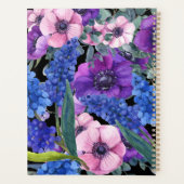 Elegantes Monogramm Schwarze Blüte in Lila rosa Planer (Rückseite)