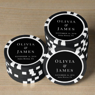 Elegantes Monogramm Schwarze Hochzeit Pokerchips