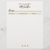 Elegantes Monogramm Schwarzes Gold Einfaches Rezep (Vorderseite)