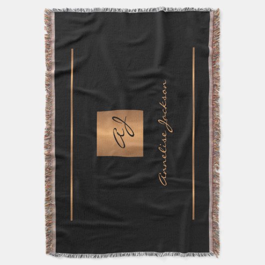 Elegantes Monogramm Schwarzes Gold-Namensschild mo Decke (Vorderseite Vertikal)