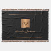 Elegantes Monogramm Schwarzes Gold-Namensschild mo Decke (Vorderseite)