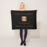 Elegantes Monogramm Schwarzes Gold-Namensschild mo