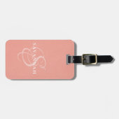 Elegantes Monogramm-Script Blushrosa Süßes Leder Gepäckanhänger (Vorderseite horizontal)