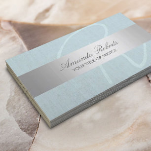 Elegantes Monogramm Silberstreifen Vintage Blaues Visitenkarte
