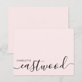 Elegantes Monogramm-Skript Rosa Mitteilungskarte (Vorne/Hinten)